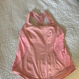 Pink Lululemon tank with built in bra size 8